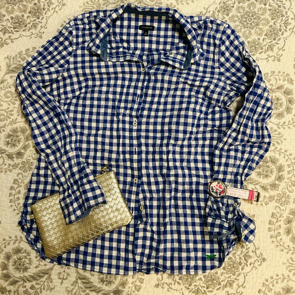 Talbots Check shirt button up blouse top